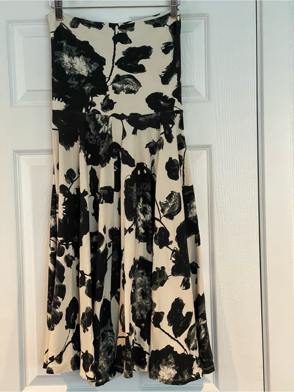 J. Crew Black and Cream Floral Sanur Skirt